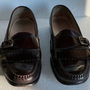 Cole Haan Mens Pinch Buckle Loafer Size 10 Burgundy Kiltie Moc Toe Dress Shoe